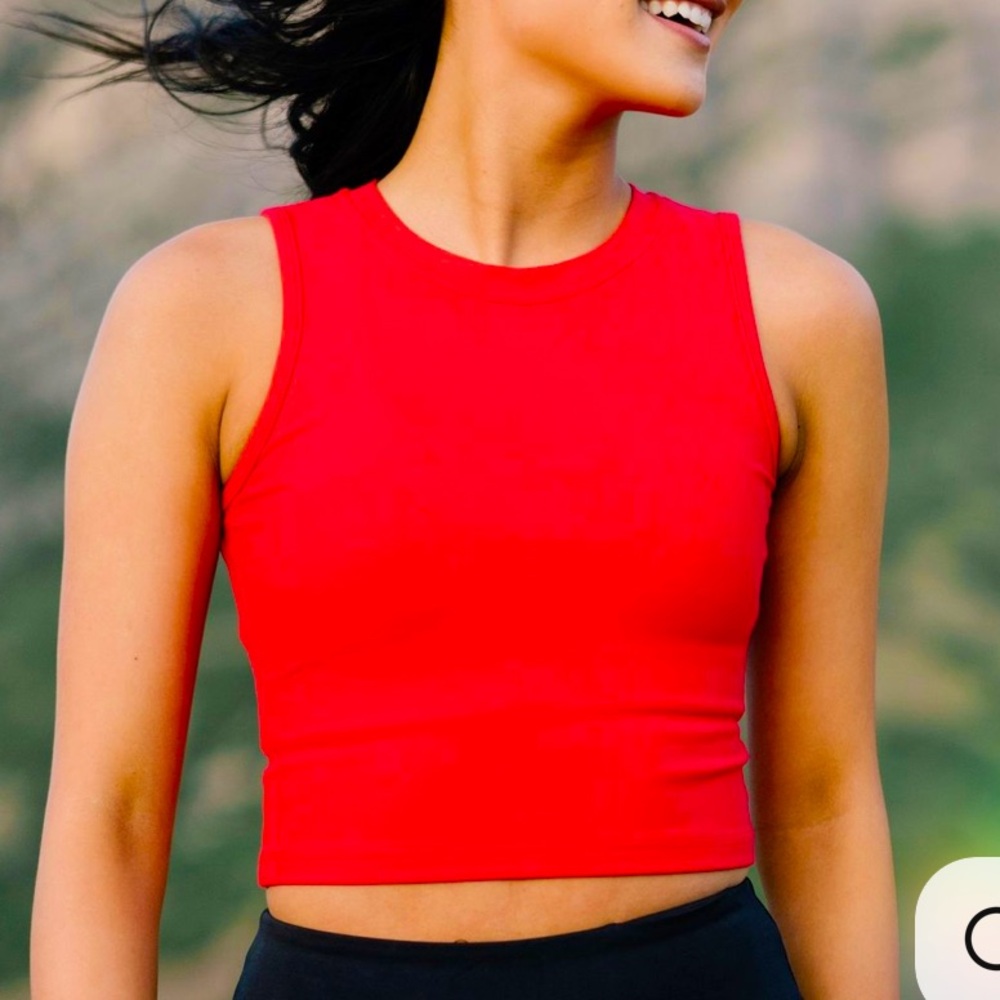 ZYIA ACTIVE high neck womens size small red crop top